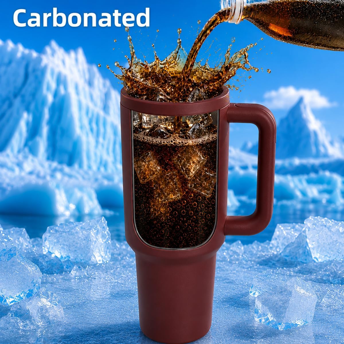 40oz Insulated Tumbler with Handle & Straw Lid, Light Blue