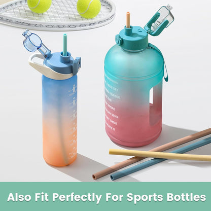 12 Pack Extra Long 14.5 inch Reusable Silicone Straws for Stanley 40 oz Tumbler 1 Gallon 128 75 64 OZ Tumbler, Large Water Bottle -Wine Bottle - Flexible Drinking Straws with 2 Cleaning Brushes