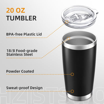20 oz Tumbler with Lid Stainless Steel Insulated Tumblers, 1 Pack | Leak Proof Lid, Double Wall & Vacuum, Powder Coated, Fit Most Car Cup Holders, for Cold and Hot Drinks, Blue