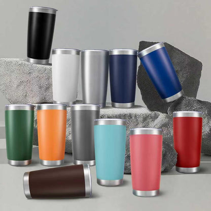 20 oz Tumbler with Lid Stainless Steel Insulated Tumblers, 1 Pack | Leak Proof Lid, Double Wall & Vacuum, Powder Coated, Fit Most Car Cup Holders, for Cold and Hot Drinks, Blue