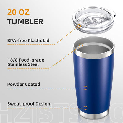 20 oz Tumbler with Lid Stainless Steel Insulated Tumblers, 1 Pack | Leak Proof Lid, Double Wall & Vacuum, Powder Coated, Fit Most Car Cup Holders, for Cold and Hot Drinks, Blue