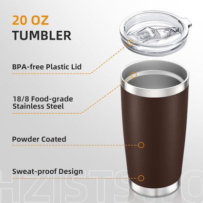 20 oz Tumbler with Lid Stainless Steel Insulated Tumblers, 1 Pack | Leak Proof Lid, Double Wall & Vacuum, Powder Coated, Fit Most Car Cup Holders, for Cold and Hot Drinks, Blue