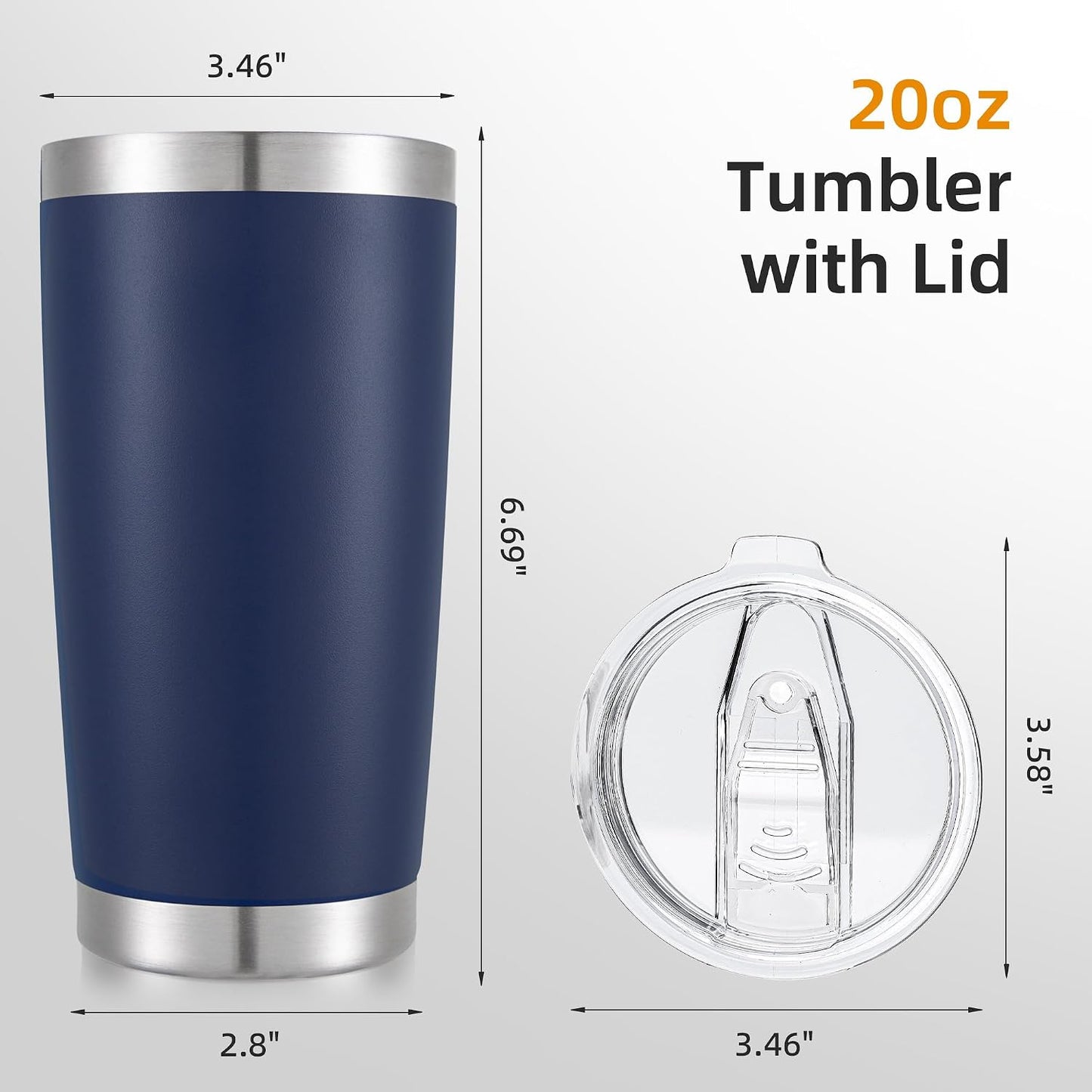 20 oz Tumbler with Lid Stainless Steel Insulated Tumblers, 1 Pack | Leak Proof Lid, Double Wall & Vacuum, Powder Coated, Fit Most Car Cup Holders, for Cold and Hot Drinks, Blue