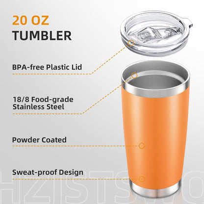 20 oz Tumbler with Lid Stainless Steel Insulated Tumblers, 1 Pack | Leak Proof Lid, Double Wall & Vacuum, Powder Coated, Fit Most Car Cup Holders, for Cold and Hot Drinks, Blue