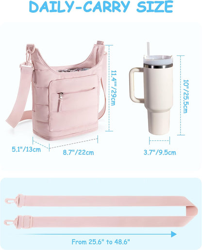 Water Bottle Holder for 2 Cups, Water Bottle Sling Bag with Strap