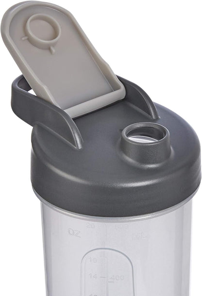 Protein Shaker Bottle with Mixer Ball, Dishwasher Safe, 20 oz, Gray