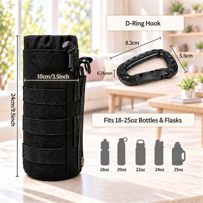 Tactical Water Bottle Pouch, Anti-Swing, MOLLE Belt Loop, 18-25oz