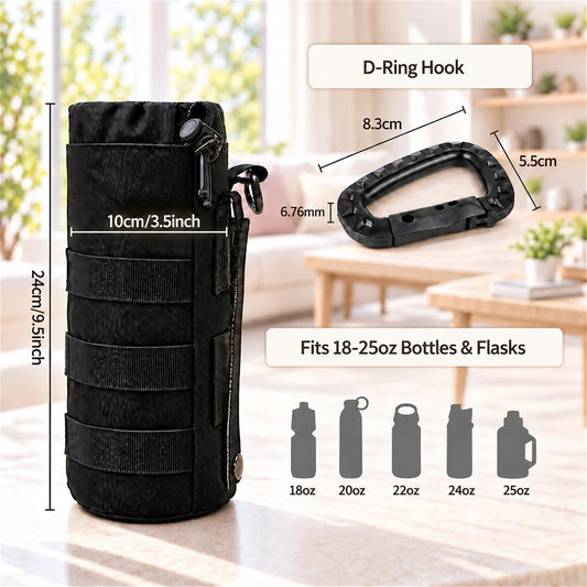Tactical Water Bottle Pouch, Anti-Swing, MOLLE Belt Loop, 18-25oz