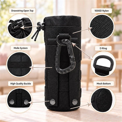 Tactical Water Bottle Pouch, Anti-Swing, MOLLE Belt Loop, 18-25oz