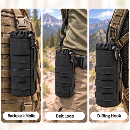 Tactical Water Bottle Pouch, Anti-Swing, MOLLE Belt Loop, 18-25oz
