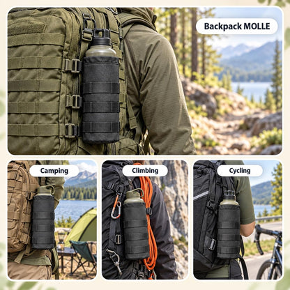 Tactical Water Bottle Pouch, Anti-Swing, MOLLE Belt Loop, 18-25oz