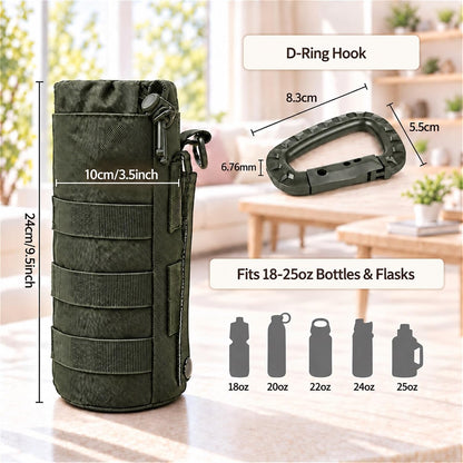 Tactical Water Bottle Pouch, Anti-Swing, MOLLE Belt Loop, 18-25oz