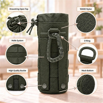 Tactical Water Bottle Pouch, Anti-Swing, MOLLE Belt Loop, 18-25oz