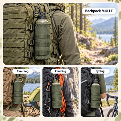 Tactical Water Bottle Pouch, Anti-Swing, MOLLE Belt Loop, 18-25oz