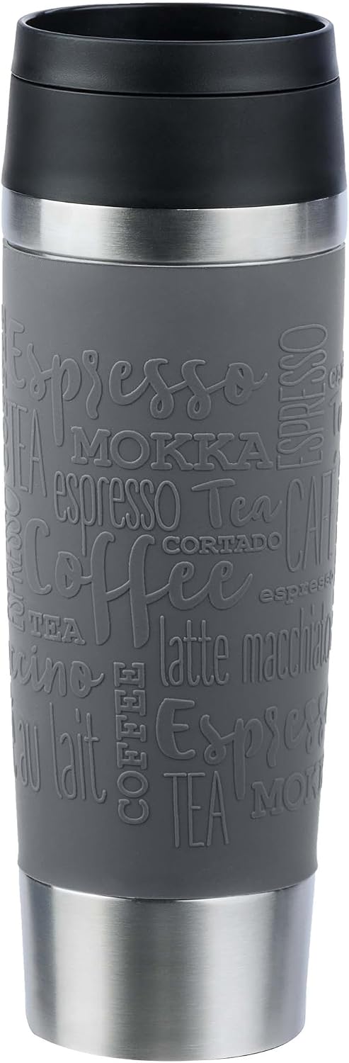 N20223 Travel Mug Classic Insulated Mug 0.5 Litres, Comfort Screw Cap, Stainless Steel, 6 Hours Hot and 12 Hours Cold, 100% Leak-Proof, Dishwasher Safe, 360° Drinking Opening, Dark Grey