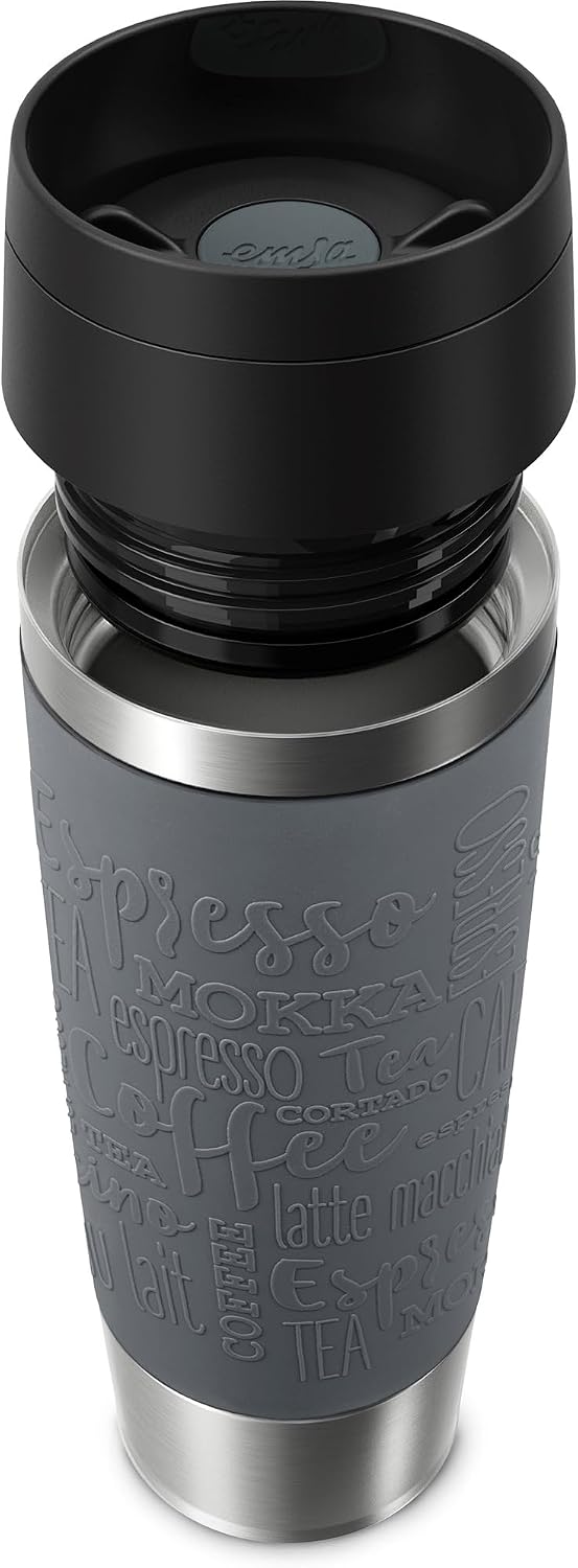 N20223 Travel Mug Classic Insulated Mug 0.5 Litres, Comfort Screw Cap, Stainless Steel, 6 Hours Hot and 12 Hours Cold, 100% Leak-Proof, Dishwasher Safe, 360° Drinking Opening, Dark Grey