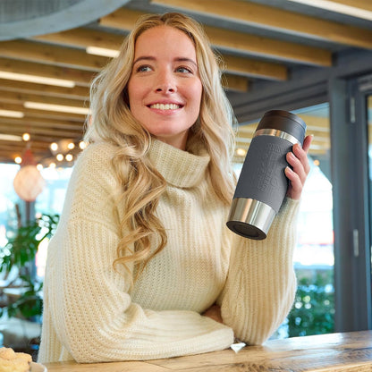 N20223 Travel Mug Classic Insulated Mug 0.5 Litres, Comfort Screw Cap, Stainless Steel, 6 Hours Hot and 12 Hours Cold, 100% Leak-Proof, Dishwasher Safe, 360° Drinking Opening, Dark Grey
