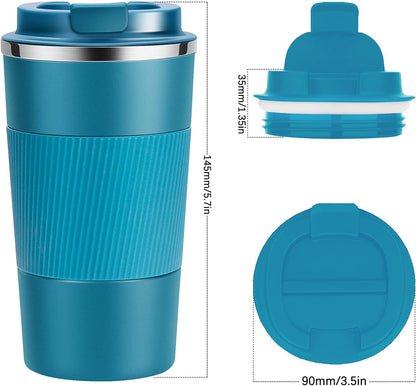 17oz Travel Coffee Mug Insulated Coffee Cups to Go with Leakproof Lid Vacuum Stainless Steel Double Walled Thermal Car Coffee Tumbler for Hot Cold Ice Tea Drinks Reusable (Black, 17oz)