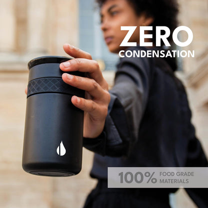 Artisan Insulated Tumbler, Triple Wall Coffee Travel Mug, Reusable Stainless Steel Coffee Tumbler with Ceramic Lid, Thermal Coffee Cups for Hot (6 Hrs) & Cold (18 Hrs), 12oz - Teak Wood