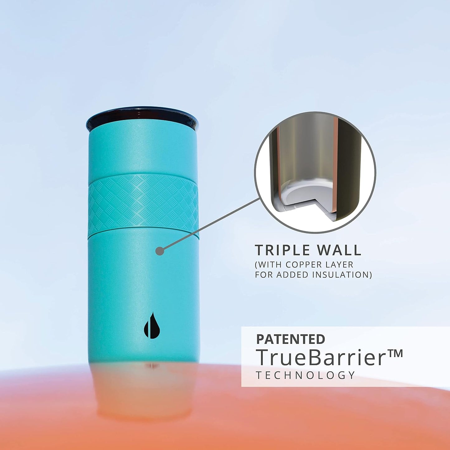 Artisan Insulated Tumbler, Triple Wall Coffee Travel Mug, Reusable Stainless Steel Coffee Tumbler with Ceramic Lid, Thermal Coffee Cups for Hot (6 Hrs) & Cold (18 Hrs), 12oz - Teak Wood