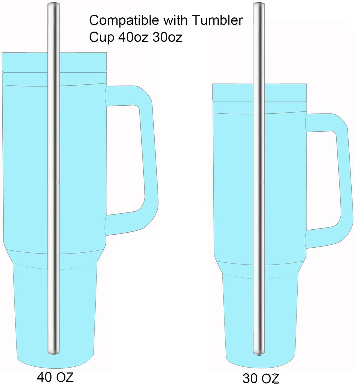 Set of 4 Reusable Metal Straws, 10.5'' Long Stainless Steel Straw with Cleaning Brushes and Case, Drinking for 30 oz and 20 oz Tumblers.