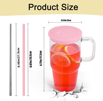 20oz Plastic Tumbler with Handle, Clear Tumblers with Lid and Straw | Iced Coffee Cup with Clear lids for Cold Drinks, Coffee, Soda, Tea, Milk, Juice