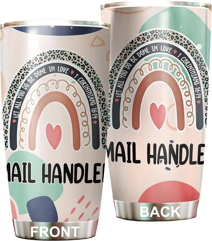 Let All You Do Be Done In Love Postal Clerk Tumbler Stainless Steel 20oz, Office Gifts Women Men Work Friends Coworker, Driking Coffee Cup For Birthday Christmas - Colors B