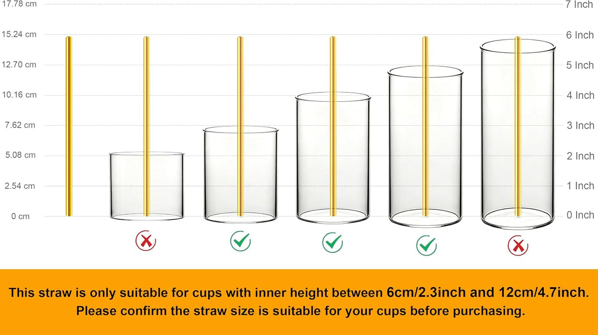 Stainless Steel Straws Metal Reusable Drinking Straw for Juice Iced Coffee Cold Beverage Water Highball Glasses 12/14/16/18oz Tumblers Mugs Cups, 0.24" Wide 8.5" Long, Set of 8 with Brush, Silver