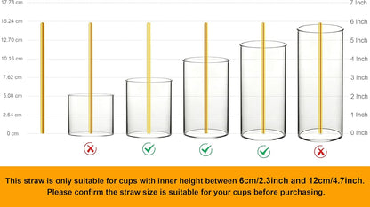 Stainless Steel Straws Metal Reusable Drinking Straw for Juice Iced Coffee Cold Beverage Water Highball Glasses 12/14/16/18oz Tumblers Mugs Cups, 0.24" Wide 8.5" Long, Set of 8 with Brush, Silver