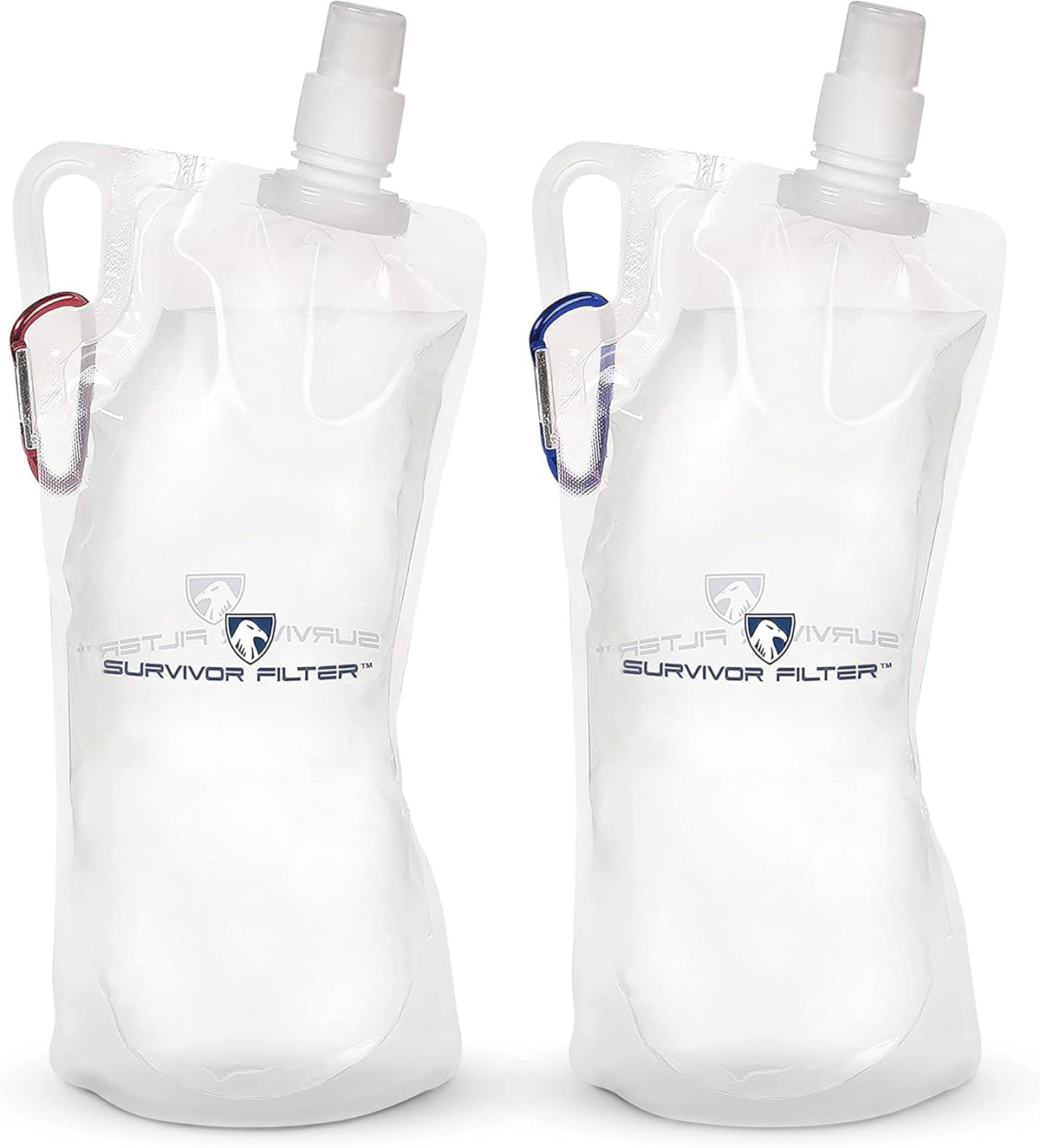 Clear Collapsible Water Bottles - Travel, Hiking, Foldable, BPA-Free - 2 x