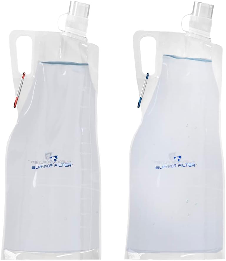 Clear Collapsible Water Bottles - Travel, Hiking, Foldable, BPA-Free - 2 x