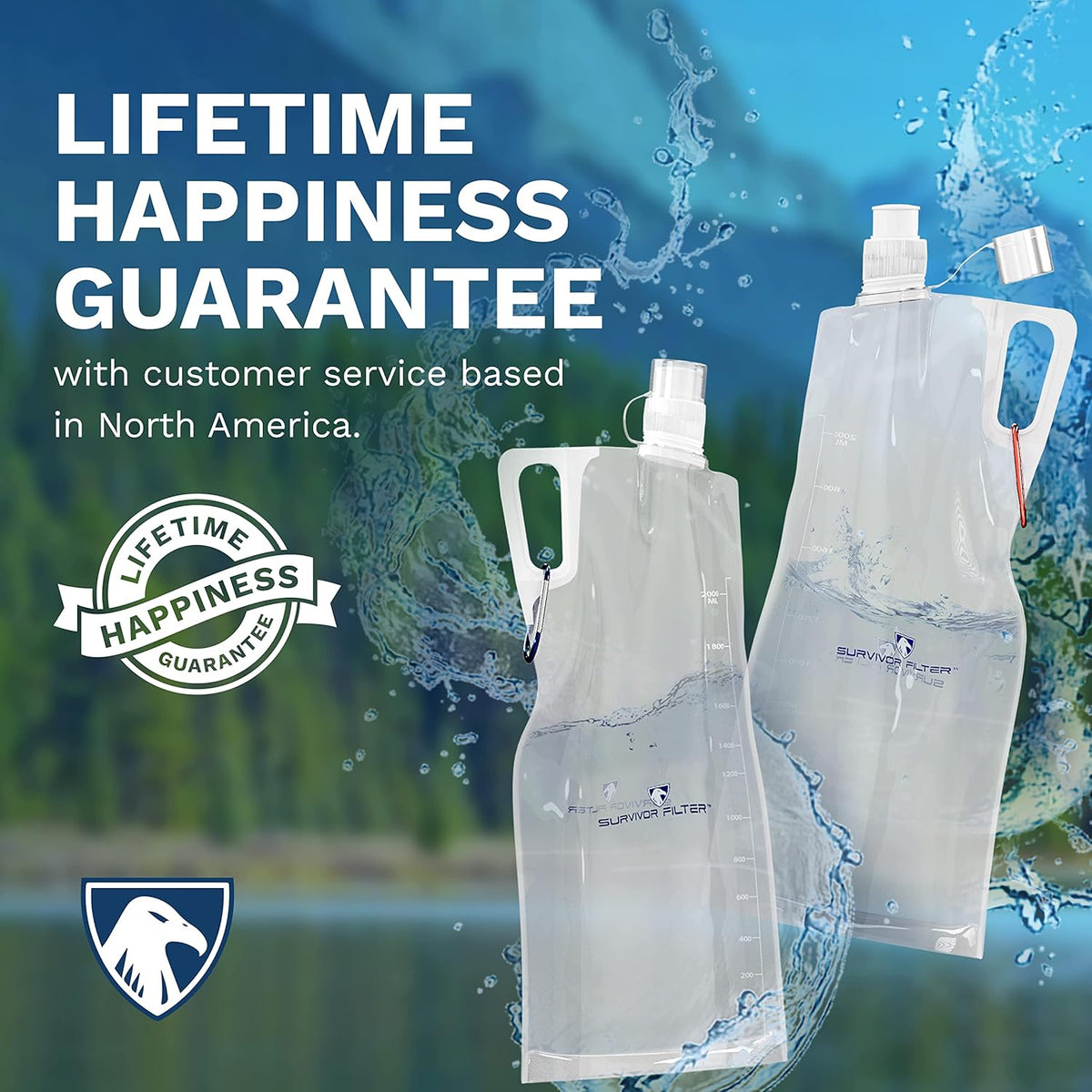Clear Collapsible Water Bottles - Travel, Hiking, Foldable, BPA-Free - 2 x