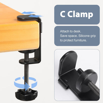Under Desk Cup Holder, Clamp on Cup Holder Clip Desk Organizer Phone Stand | Desk organizer with pencil holder clamp on side, under desk hanging organizer storage, cup holder for desk phone stand holder