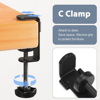 Under Desk Cup Holder, Clamp on Cup Holder Clip Desk Organizer Phone Stand | Desk organizer with pencil holder clamp on side, under desk hanging organizer storage, cup holder for desk phone stand holder