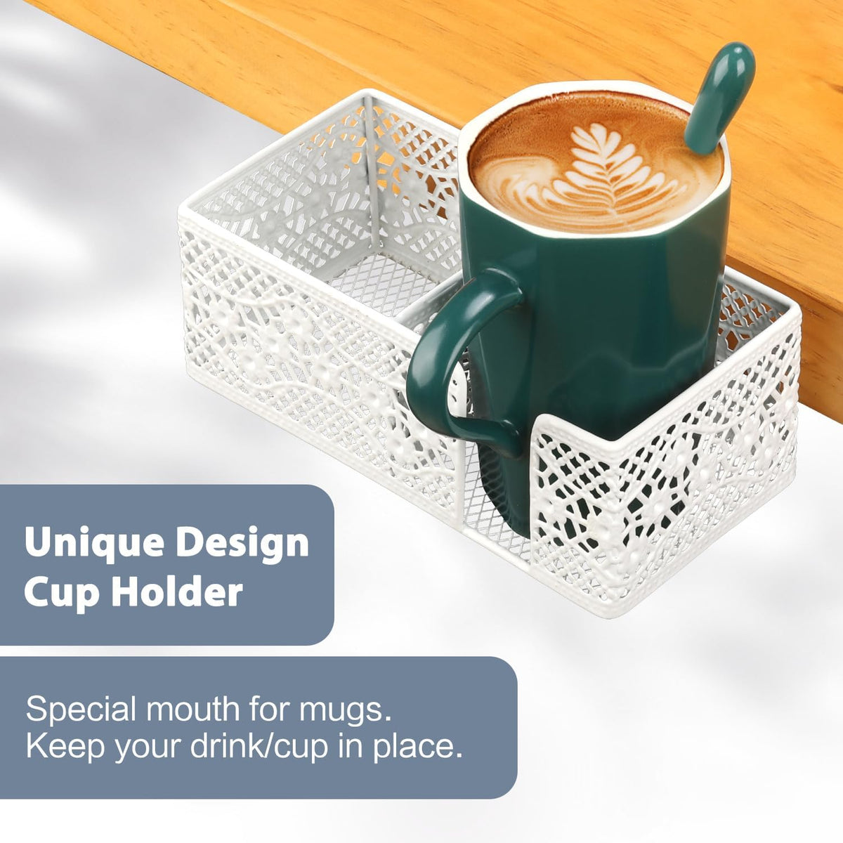 Under Desk Cup Holder, Clamp on Cup Holder Clip Desk Organizer Phone Stand | Desk organizer with pencil holder clamp on side, under desk hanging organizer storage, cup holder for desk phone stand holder