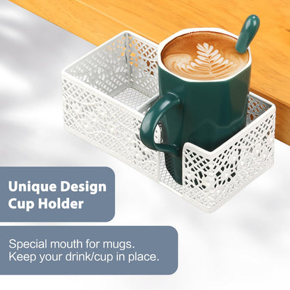 Under Desk Cup Holder, Clamp on Cup Holder Clip Desk Organizer Phone Stand | Desk organizer with pencil holder clamp on side, under desk hanging organizer storage, cup holder for desk phone stand holder