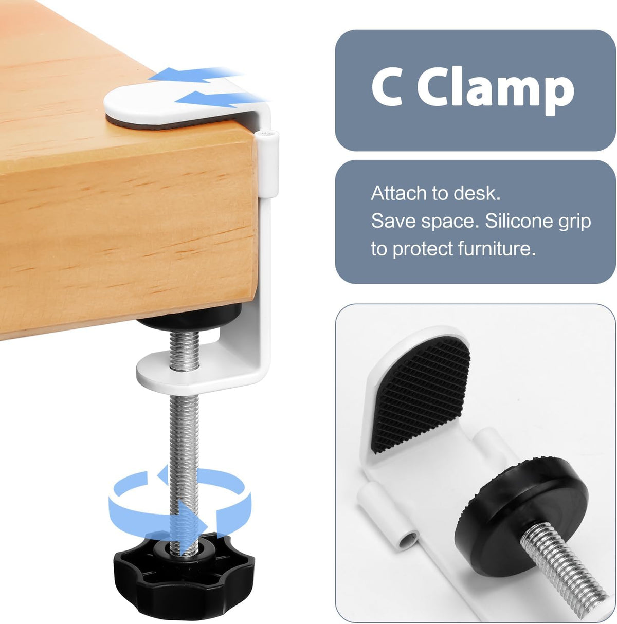 Under Desk Cup Holder, Clamp on Cup Holder Clip Desk Organizer Phone Stand | Desk organizer with pencil holder clamp on side, under desk hanging organizer storage, cup holder for desk phone stand holder