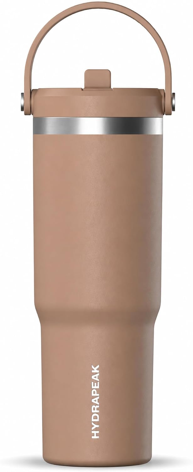 Nomad 32oz Stainless Steel Insulated Travel Tumbler with Handle & Straw Lid, Leakproof, Cupholder Friendly, Gym, Travel & Everyday Hydration, Cold 24 Hours (Pale Sage)