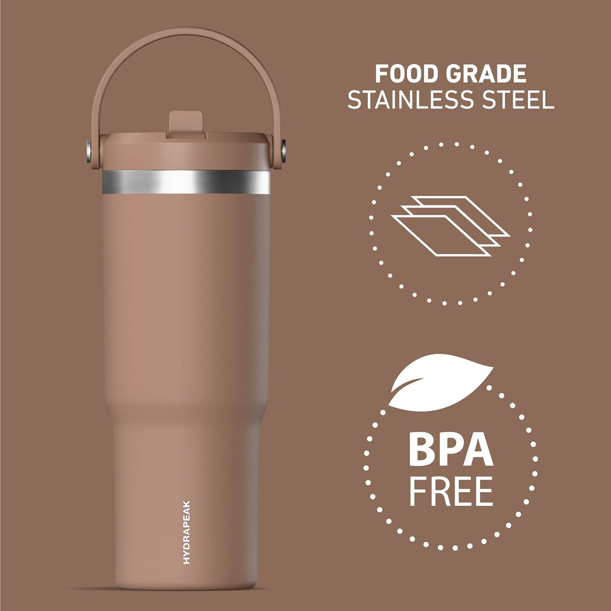 Nomad 32oz Stainless Steel Insulated Travel Tumbler with Handle & Straw Lid, Leakproof, Cupholder Friendly, Gym, Travel & Everyday Hydration, Cold 24 Hours (Pale Sage)