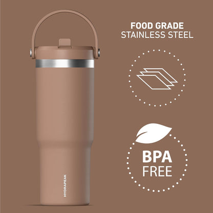 Nomad 32oz Stainless Steel Insulated Travel Tumbler with Handle & Straw Lid, Leakproof, Cupholder Friendly, Gym, Travel & Everyday Hydration, Cold 24 Hours (Pale Sage)