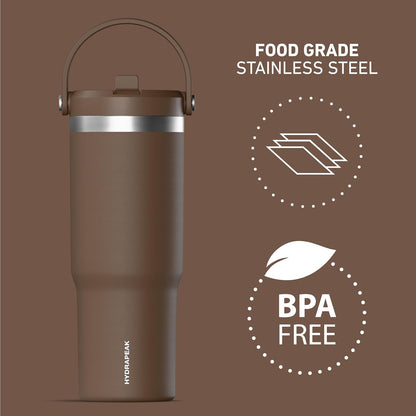 Nomad 32oz Stainless Steel Insulated Travel Tumbler with Handle & Straw Lid, Leakproof, Cupholder Friendly, Gym, Travel & Everyday Hydration, Cold 24 Hours (Pale Sage)