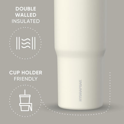 Nomad 32oz Stainless Steel Insulated Travel Tumbler with Handle & Straw Lid, Leakproof, Cupholder Friendly, Gym, Travel & Everyday Hydration, Cold 24 Hours (Pale Sage)