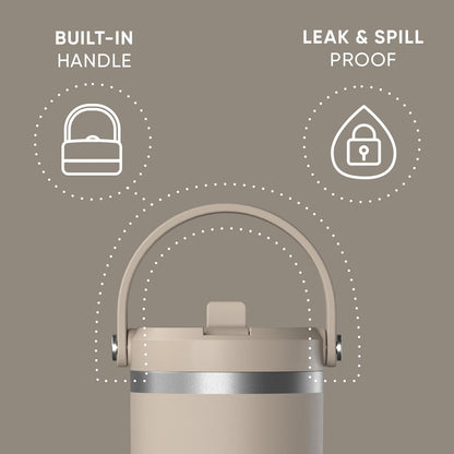 Nomad 32oz Stainless Steel Insulated Travel Tumbler with Handle & Straw Lid, Leakproof, Cupholder Friendly, Gym, Travel & Everyday Hydration, Cold 24 Hours (Pale Sage)
