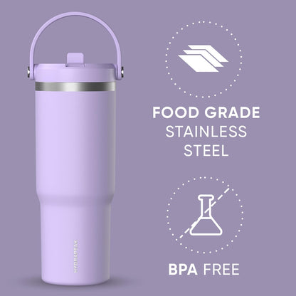 Nomad 32oz Stainless Steel Insulated Travel Tumbler with Handle & Straw Lid, Leakproof, Cupholder Friendly, Gym, Travel & Everyday Hydration, Cold 24 Hours (Pale Sage)