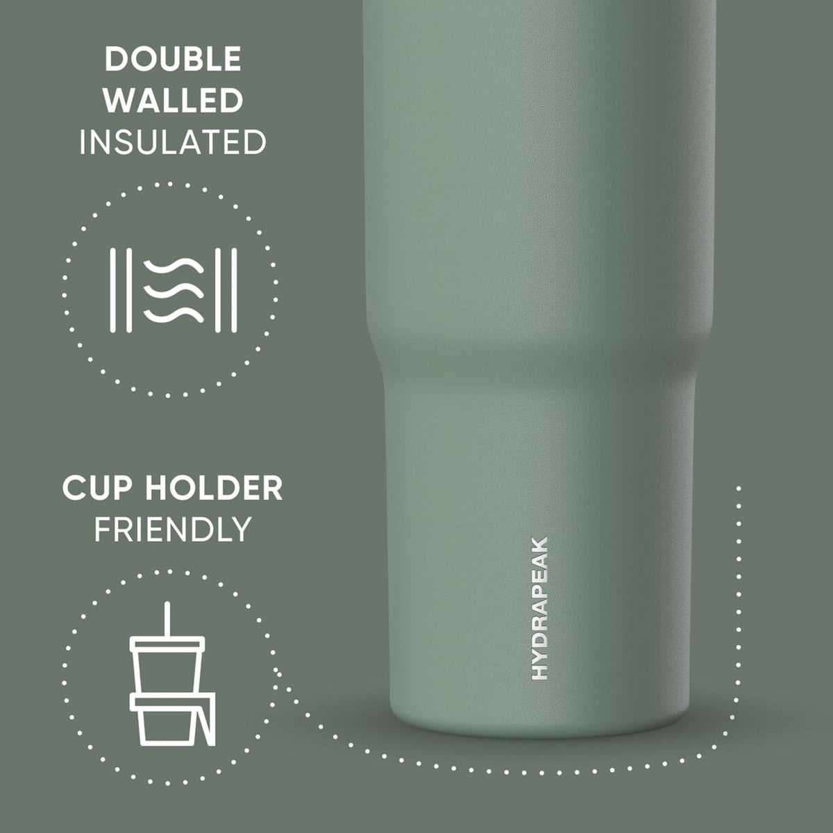 Nomad 32oz Stainless Steel Insulated Travel Tumbler with Handle & Straw Lid, Leakproof, Cupholder Friendly, Gym, Travel & Everyday Hydration, Cold 24 Hours (Pale Sage)
