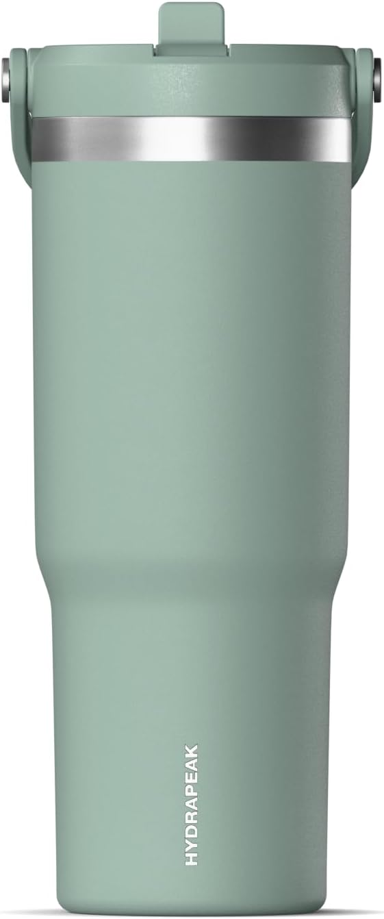 Nomad 32oz Stainless Steel Insulated Travel Tumbler with Handle & Straw Lid, Leakproof, Cupholder Friendly, Gym, Travel & Everyday Hydration, Cold 24 Hours (Pale Sage)