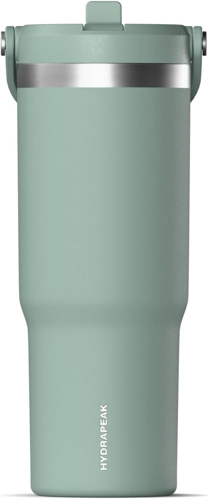 Nomad 32oz Stainless Steel Insulated Travel Tumbler with Handle & Straw Lid, Leakproof, Cupholder Friendly, Gym, Travel & Everyday Hydration, Cold 24 Hours (Pale Sage)