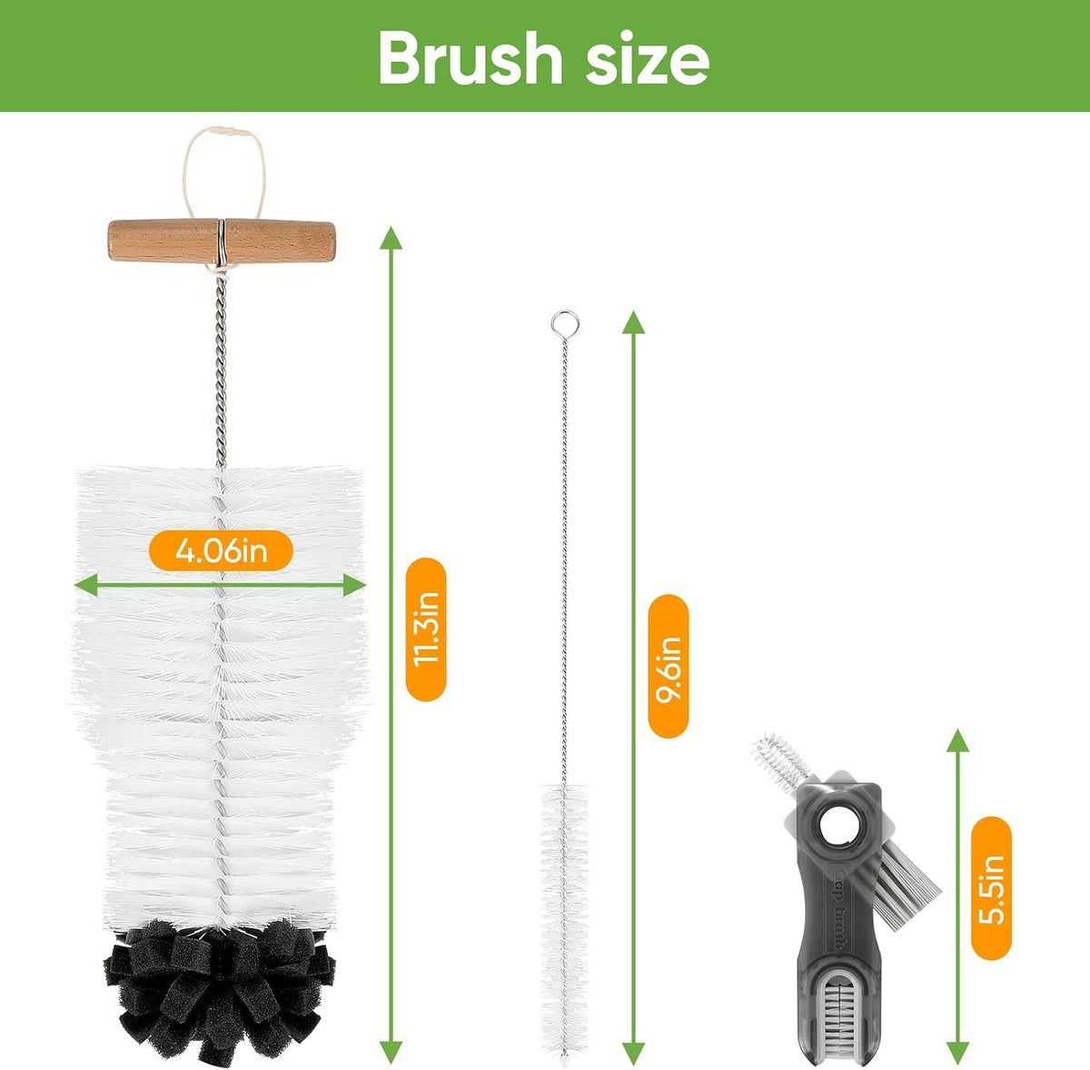 3 PCS Bottle Clean Brush Set, Long Wooden Handle Bottle Cleaner Brush for Stanley Cup Tumblers, 3 in1 Cup Lid Cleaning Brush, Long Straw Brush,Water Bottle Clean Brush Kit for Bottle Cups Coffee Mugs