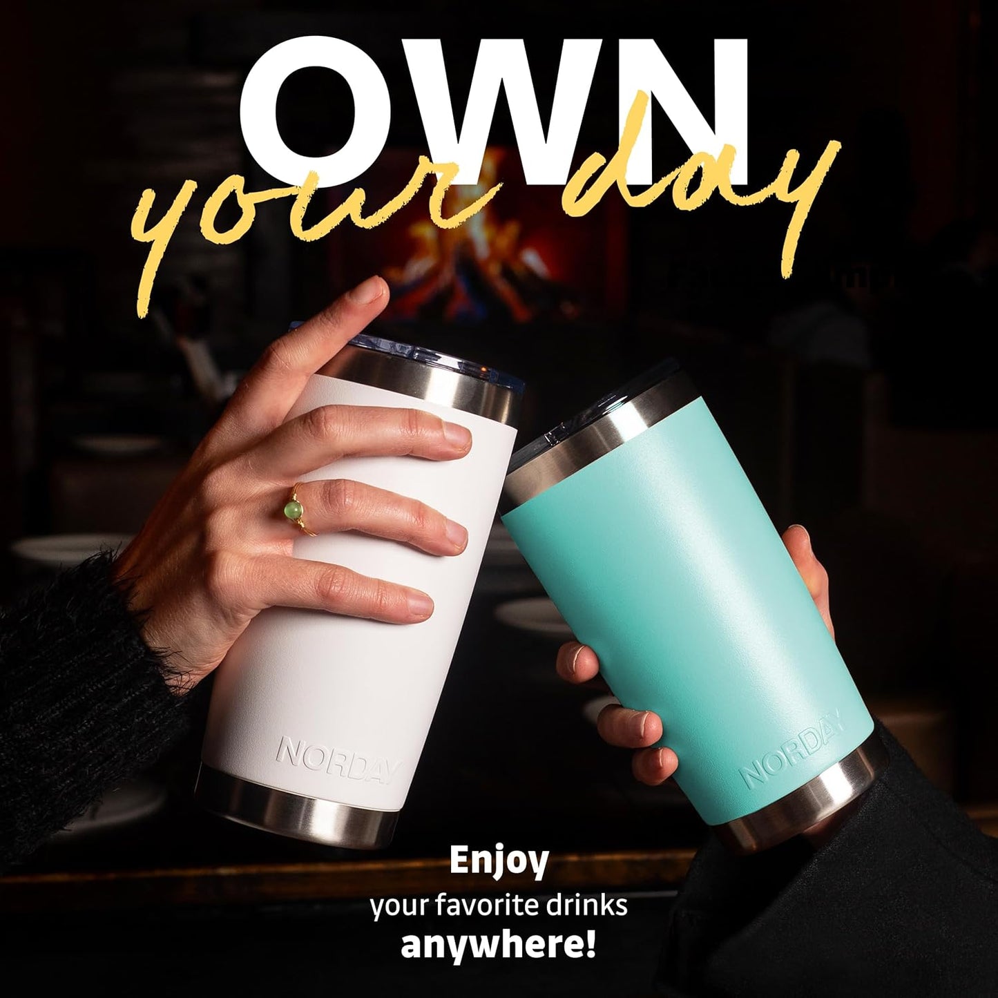 Tumbler Cup with Lid - 20oz Blue - Vacuum Insulated Stainless Steel - Keeps Temperature Up to 24hr - Anti Spill Lid