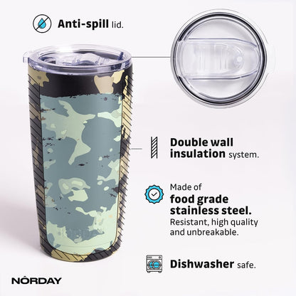 Tumbler Cup with Lid - 20oz Blue - Vacuum Insulated Stainless Steel - Keeps Temperature Up to 24hr - Anti Spill Lid
